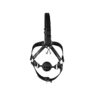 Shots Ouch! Adjustable Leather Head Harness with Breathable Ball Gag – Black — Photo 4