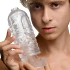 Milker TPE masturbaator koos munandipaela – läbipaistev Photo