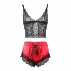 Subblime 953959 šilkinis naktinukas ir nėrinių kelnaičių komplektas – juodas/raudonas – S/M — Nuotrauka 5