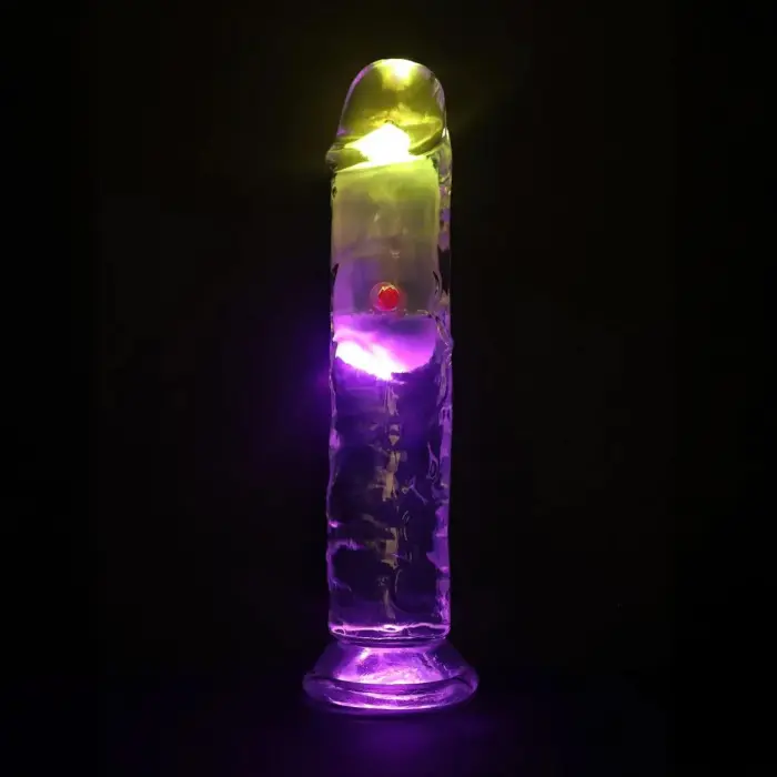 LED Vibrating Straight Cock - 18 cm - Transparent Foto 6