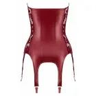 Noir Handmade – korsete bez lencēm ar flokētu powernet un 6 zeķturiem – bordo – S — Foto 11