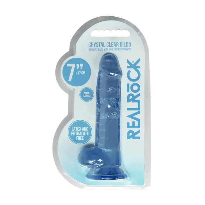 Reālistisks dildo ar sēkliniekiem – 17 cm (6.7″) – Zils