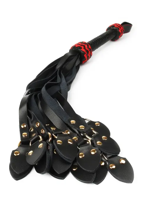Leather Cat-o-Nine Whip – Black