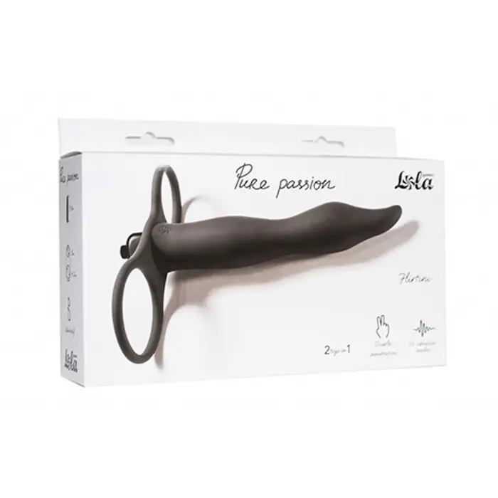 Lola Games Pure Passion Flirtini Strap-on vibreeriva kuuliga – 15.9 cm – must
