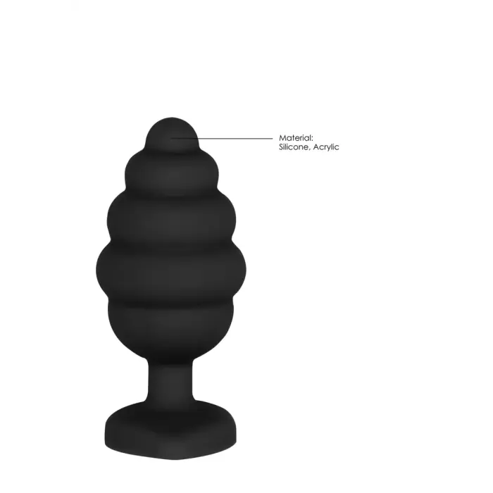 Rievots dimanta sirds anālais spraudnis – M – Melns Foto 6