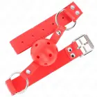 KINK Complete Red Hollow Hard Ball Gag 62 cm – Adjustable Silicone Model — Photo 2
