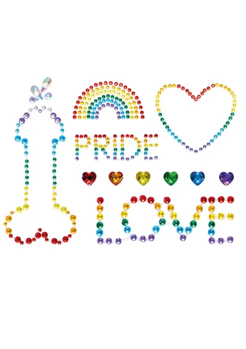 Pride Adhesive Body Jewels Stickers – Multicolored – One Size