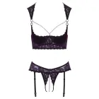 Cottelli Lingerie krūštura un zeķtura stringu komplekts – violets – 85B/L — Foto 8