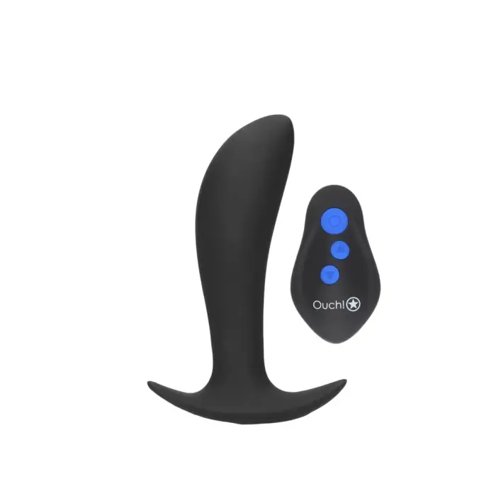 E-Stim Vibrating Anal Plug with Remote Control – 12 cm – Black