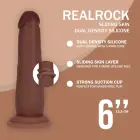 Divslāņu silikona reālistisks sliding skin dildo – 15.5 cm (6″) – brūns — Foto 5