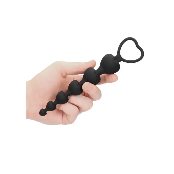 Anal Heart Beads – 10.5 cm (4.1″) – Black Photo