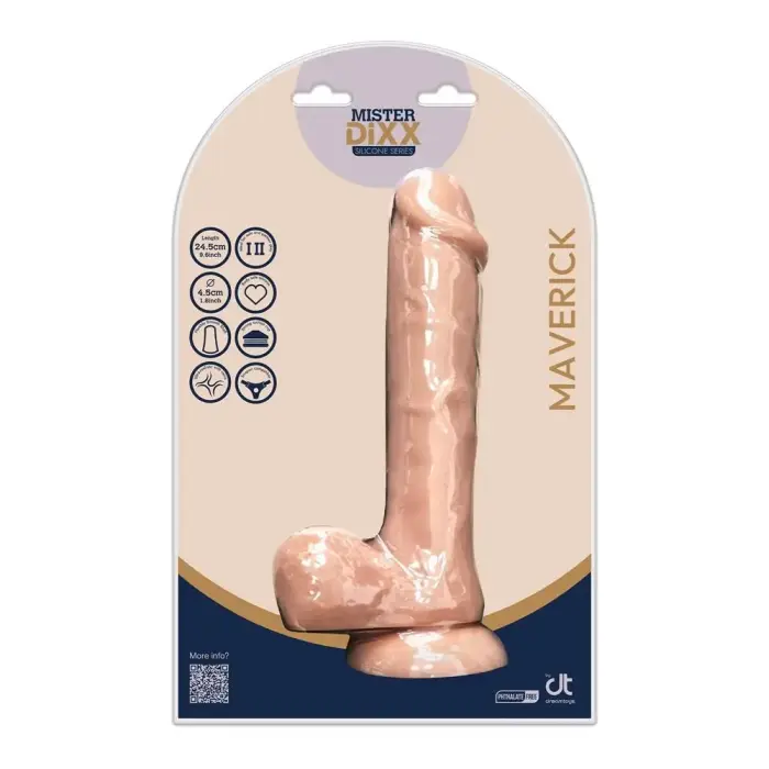 Mister Dixx Maverick – īpaši reālistisks silikona dildo ar piesūcekni – 24,5 cm