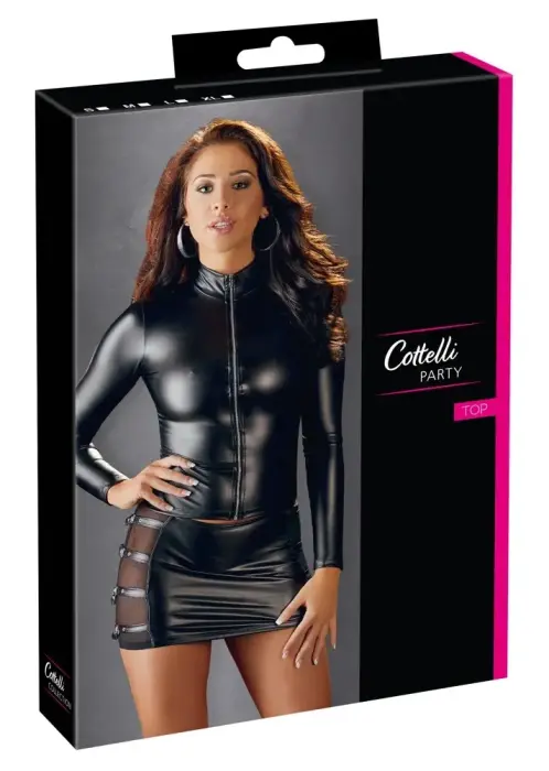 Black Level Long Sleeve Zip Top - Shiny Black - M