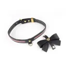 Sevanda Love Heart Butterfly Faux Leather Collar with Leash – Black/Pink — Photo 3
