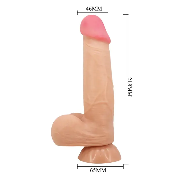 BAILE Sliding Skin reālistisks vibrējošs dildo ar piesūcekni – 21.6 cm (8.5″) – miesas krāsa Foto 10