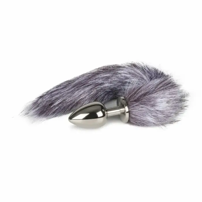 EasyToys alumīnija anālais spraudnis ar mākslīgo lapsas asti – 7.1 cm – sudraba