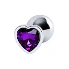 Sudraba anālais spraudnis ar violetu sirds formas dārgakmeni – M – Purple Foto 3