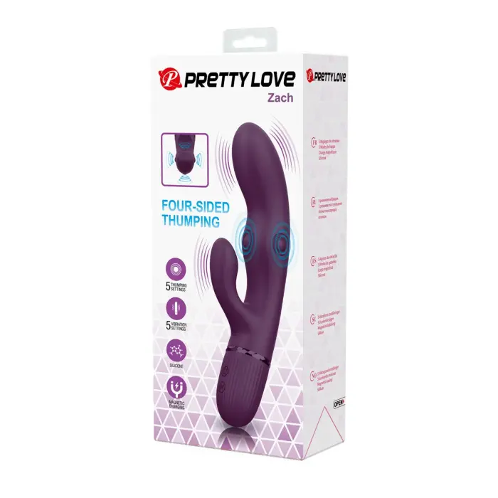 Pretty Love Zach кролик-вибратор с четырехнаправленной пульсацией – 20 cm – фиолетовый