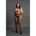 Suspender Leopard Pantyhose – Plus Size – Black — Photo 4