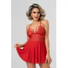 Christine Pandora – lace babydoll with flared skirt – adjustable thin straps – red – S/M — Photo 1