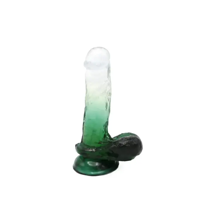 Kiotos Cox Color Dildo ar piesūcekni – 18 cm (7″) – caurspīdīgi zaļš