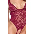 Cottelli LINGERIE nėrinių bodis su perlų grandinėlėmis – raudonas – S — Nuotrauka 5