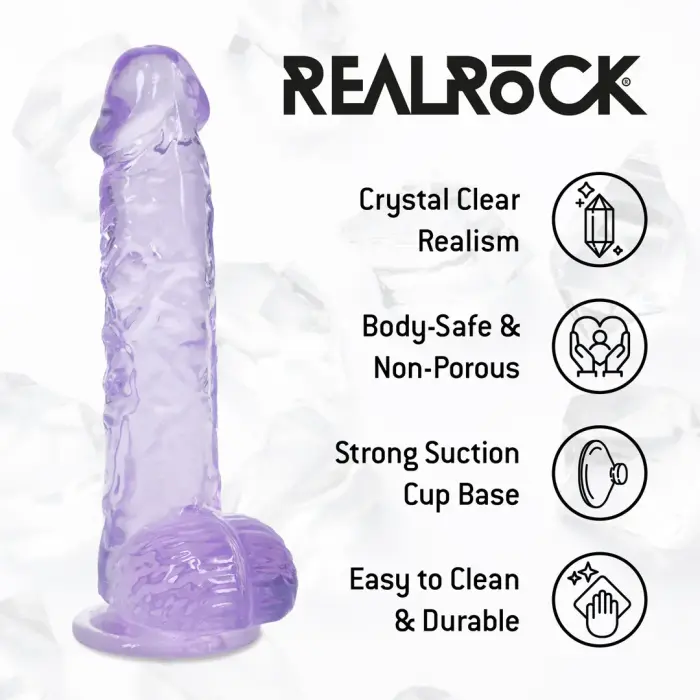 Reālistisks dildo ar sēkliniekiem – 12.7 cm (5″) – Violets Foto 5
