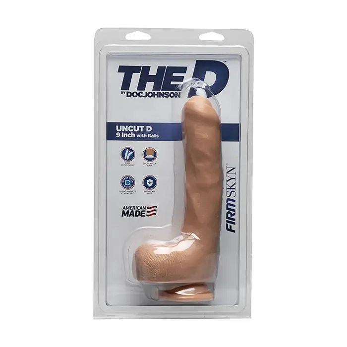 Uncut D - Reālistisks FIRMSKYN dildo ar sēkliniekiem – 22 cm (9″)