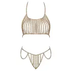 Cottelli ACCESSOIRES Gold Chain Bikini Set – Halterneck Top and String — Photo 5