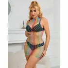 Subblime Rainbow High Neck Mesh Dress – One Size – Multicolored — Photo 7