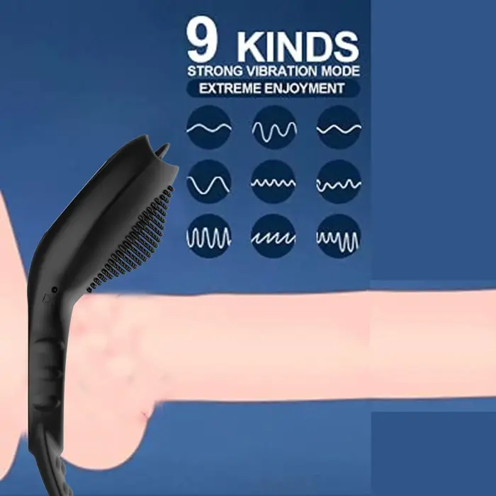 Remote-controlled dual cock ring with licking tongue