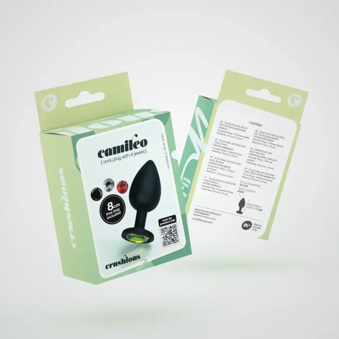 Camileo анальная пробка со сменными камнями – 8 cm – Черная