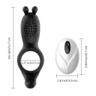 Rabbit Vibration Cock Ring with Remote – Black — Photo 3