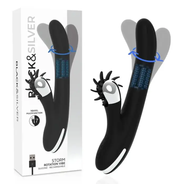 Bunny Storm Rotation Vibe кролик-вибратор – 24 см (9.45″) – черный