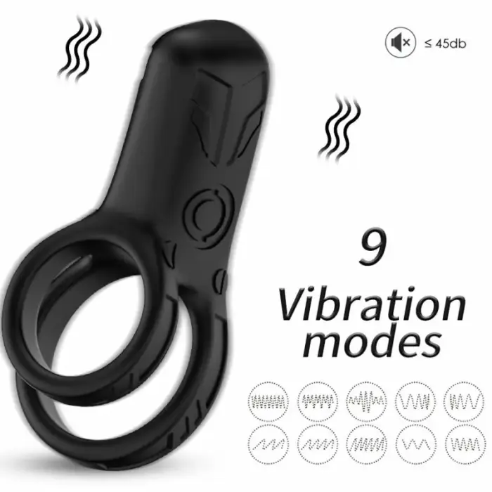 ARMONY Double Ring Vibrator Black – 9-Mode Waterproof Intimate Device