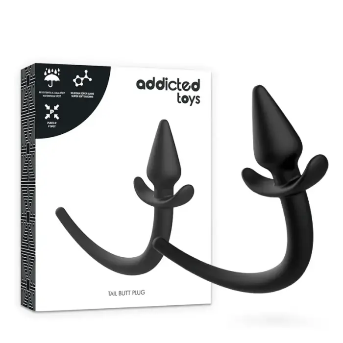 Addicted Toys Puppy Tail silikoninis analinis kištukas – 7 cm – Juodas