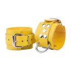 Red Leather Restraint Cuffs Yellow 6cm Adjustable — Photo 1