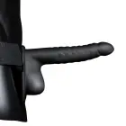 Rievots dobs strap-on ar bumbām – melns Foto 3