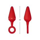 FORTO F-10 silikona anālais spraudnis Large Red ar izvelkamu gredzenu – 12.7 cm – Sarkans — Foto 5