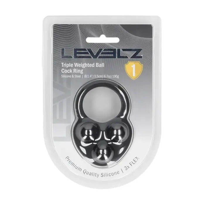 LEVELZ Triple Weighted Ball Cockring – Black