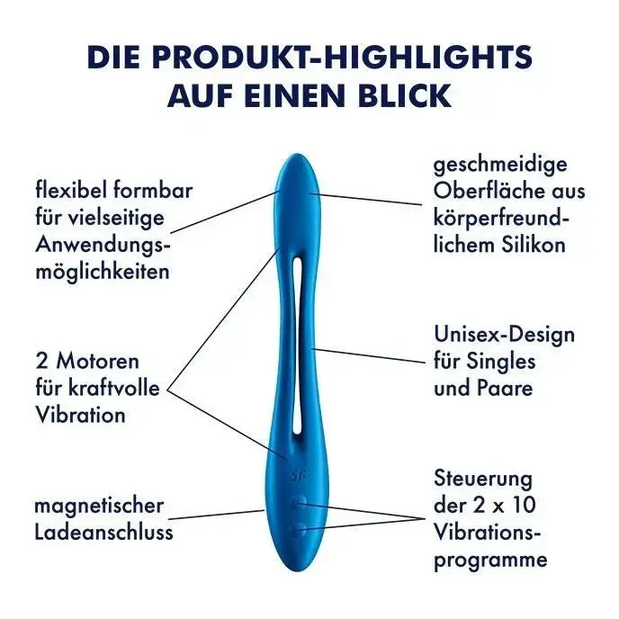 Satisfyer Elastic Game elastīgs vibrators – 22 cm (8.5″) – tumši zils Foto 3