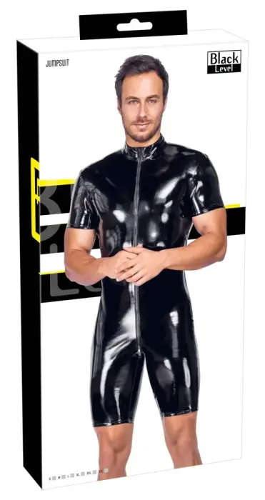 Black Level Men's Shiny Vinyl Playsuit – XL