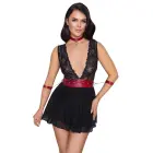 Cottelli Collection Bondage Series babydoll naktskrekls – melns / sarkans – XL — Foto 4