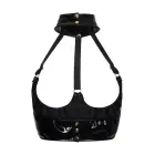 Guilty Pleasure Heroic Halo Bra – Datex rinnahoidja lahtiste tassidega ja choker – must – Suurus: L — Foto 4
