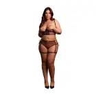 Two Piece Set with Underwired Open-Cup Bra and Laced Up Panty – Plus Size – Black — Photo 4