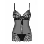 Комплект нижнего белья Contica (бэбидолл и стринги) – чёрный – L/XL Фото num