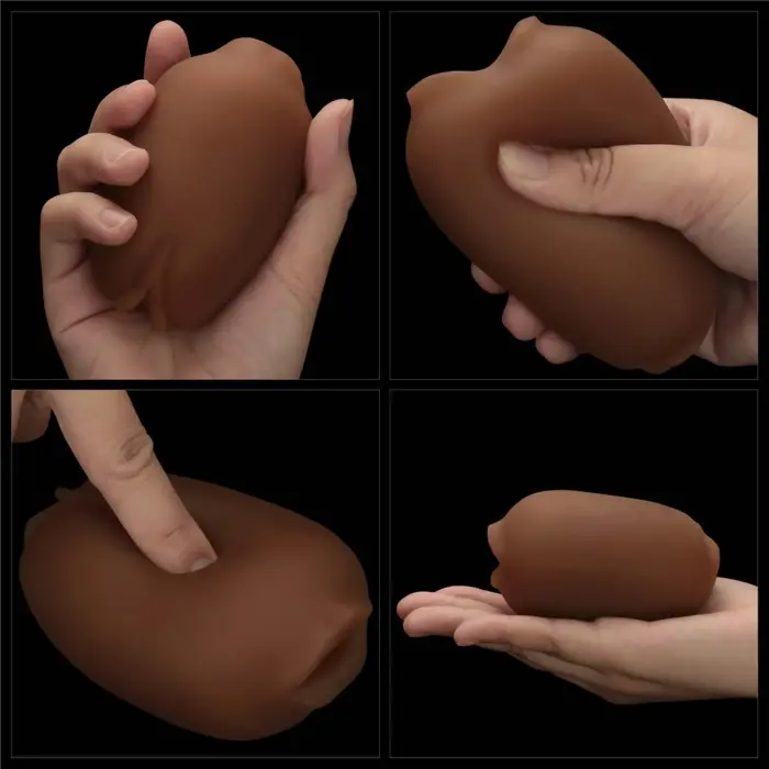 LoveToy Slider – double-ended masturbator – mouth and vagina – brown