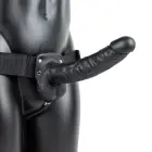 Vibrējošs dobs strapons ar bumbiņām – 23 cm (9″) – melns — Foto 2