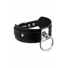 KINKY DIVA O-Ring kaelarihm – must/hõbedane, kunstnahast, reguleeritav, 43.5 cm — Foto 4