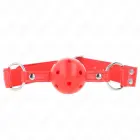 KINK Complete Red Hollow Hard Ball Gag 62 cm – Adjustable Silicone Model — Photo 1